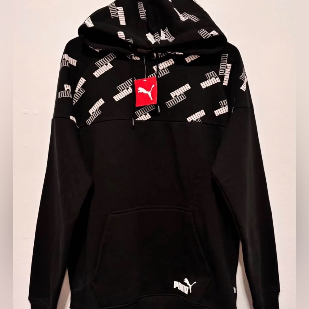 🆕 PUMA Black Hoodie with Logo Pattern
